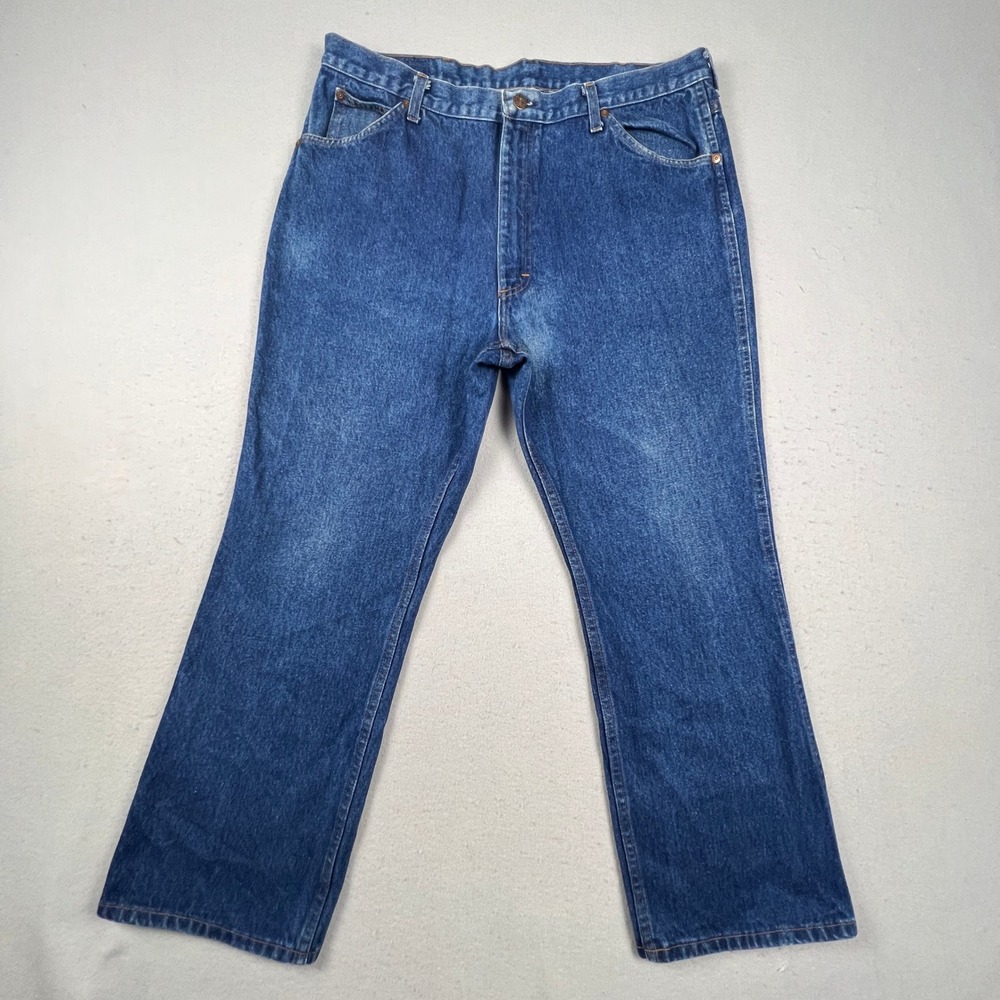 Roebucks Vintage Jeans Mens 40x30 Blue 70s Flared Denim Workwear Made in USA